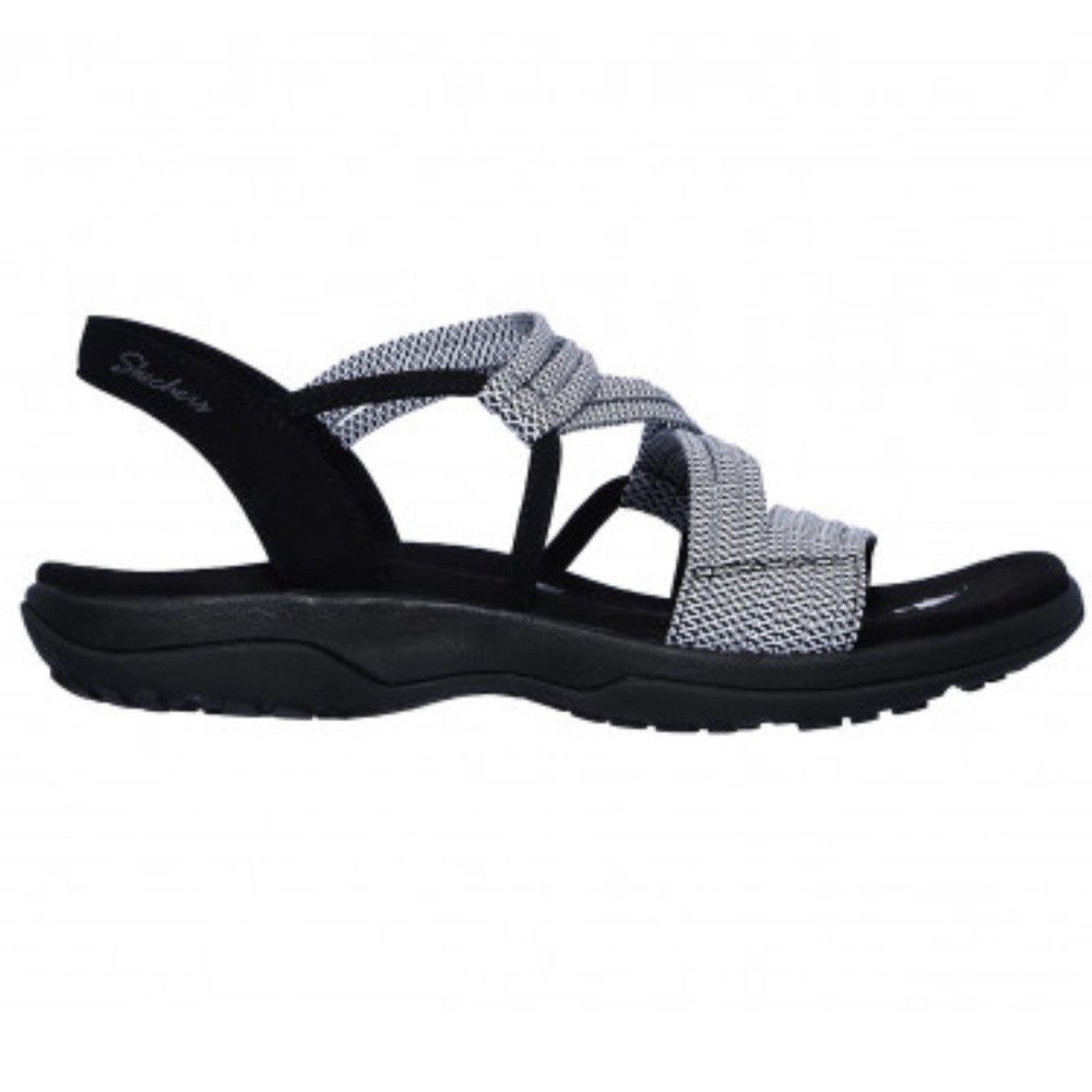 10 Skechers REGGAE slim Sandals Washable Vegan black white slip on water shoes - Picture 4 of 10